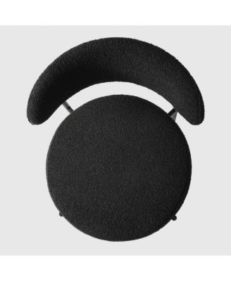 Mid-Century Modern Upholstered Sherpa Round Dining Chairs (Set of 2)