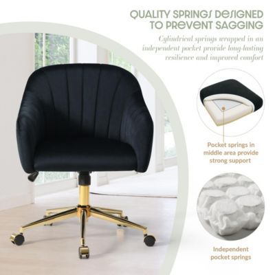 Upholstered Velvet Swivel Vanity Office Chair With Wheels