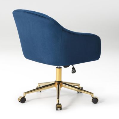 Upholstered Velvet Swivel Vanity Office Chair With Wheels