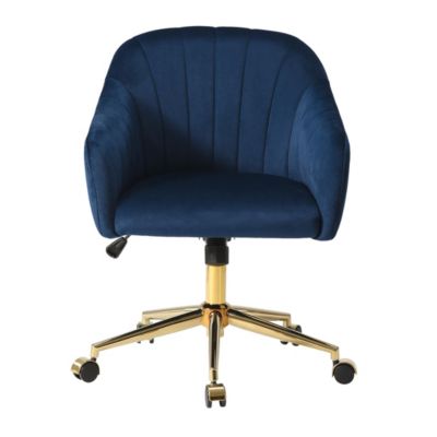 Upholstered Velvet Swivel Vanity Office Chair With Wheels