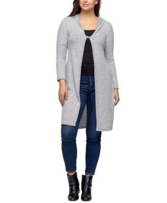 Women's Knee Length Long Sleeve Hooded Cardigan Shrug