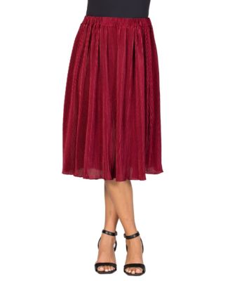 Women's Elegant Pleated Elastic Waist Party Midi Skirt