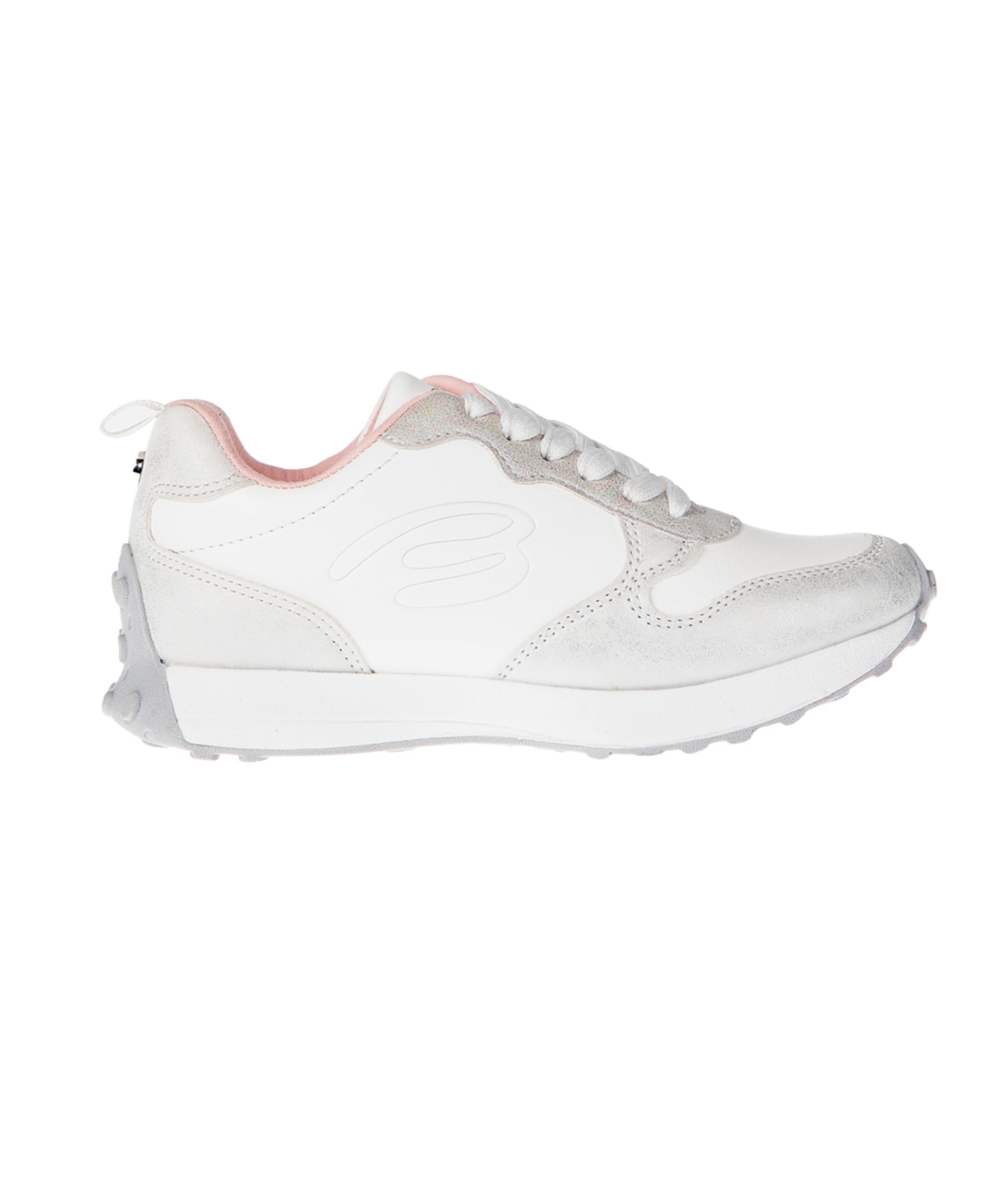 Bebe Little And Big Girls Emboss Scripts Jogger Sneaker In White,grey