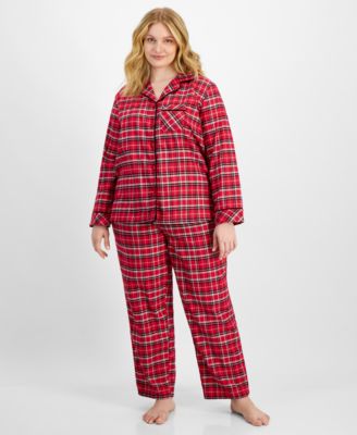 Charter Club - Plus Size Cotton Flannel Printed Pajama Set
