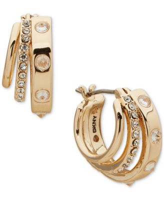 DKNY Gold-Tone Pavé Spike Crystal Triple-Split Hoop Earrings
