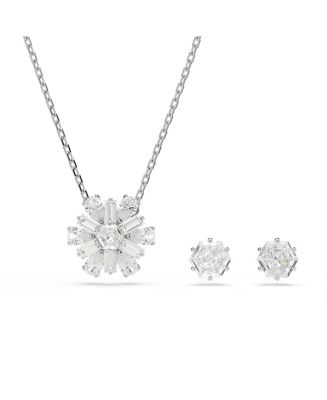 Swarovski Mixed Cuts Snowflake White Rhodium Plated Idyllia Sets - Macy's