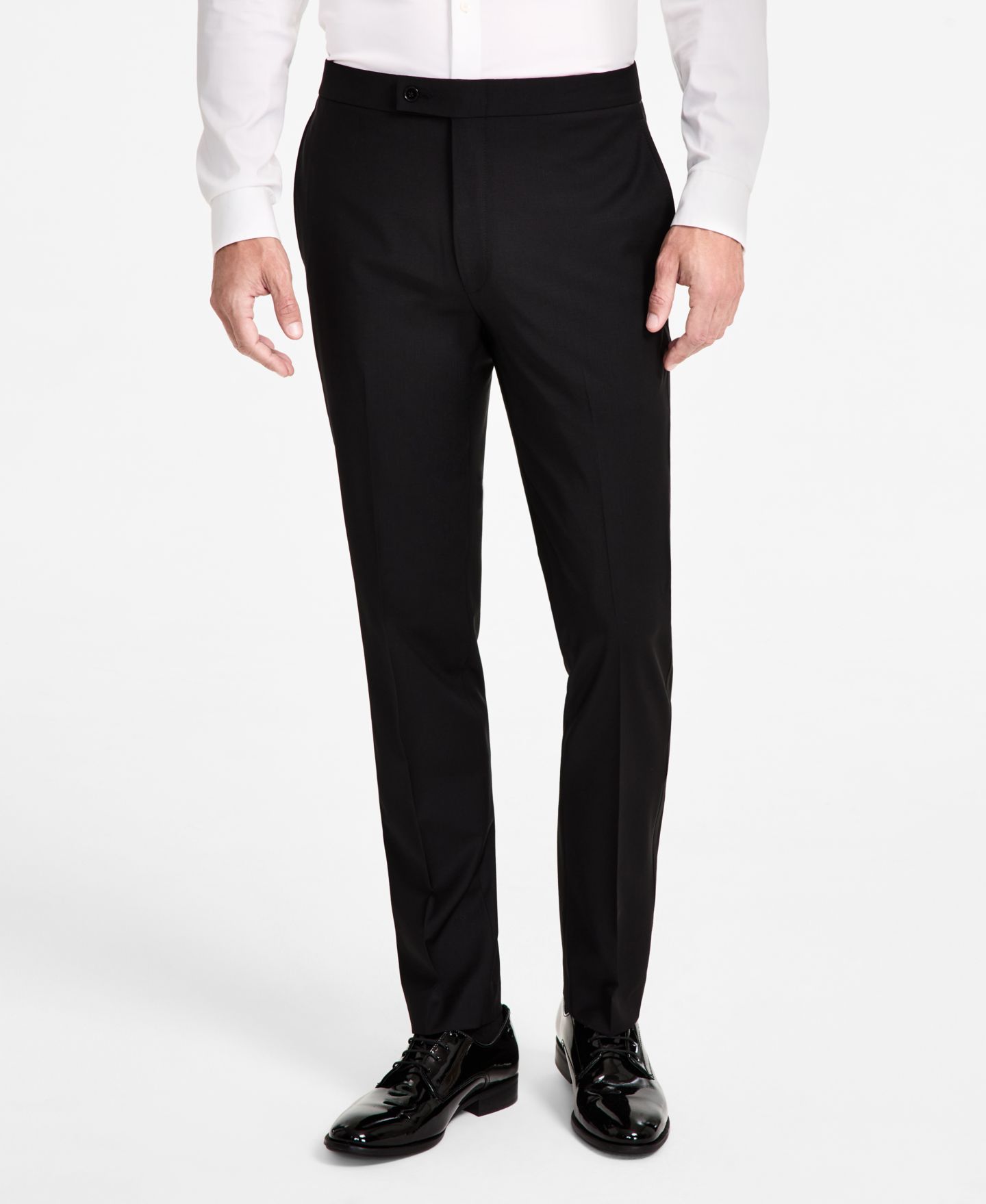 Мужские брюки Calvin Klein Slim-Fit Wool-Blend Tuxedo, цвет: Чёрный — фото 3