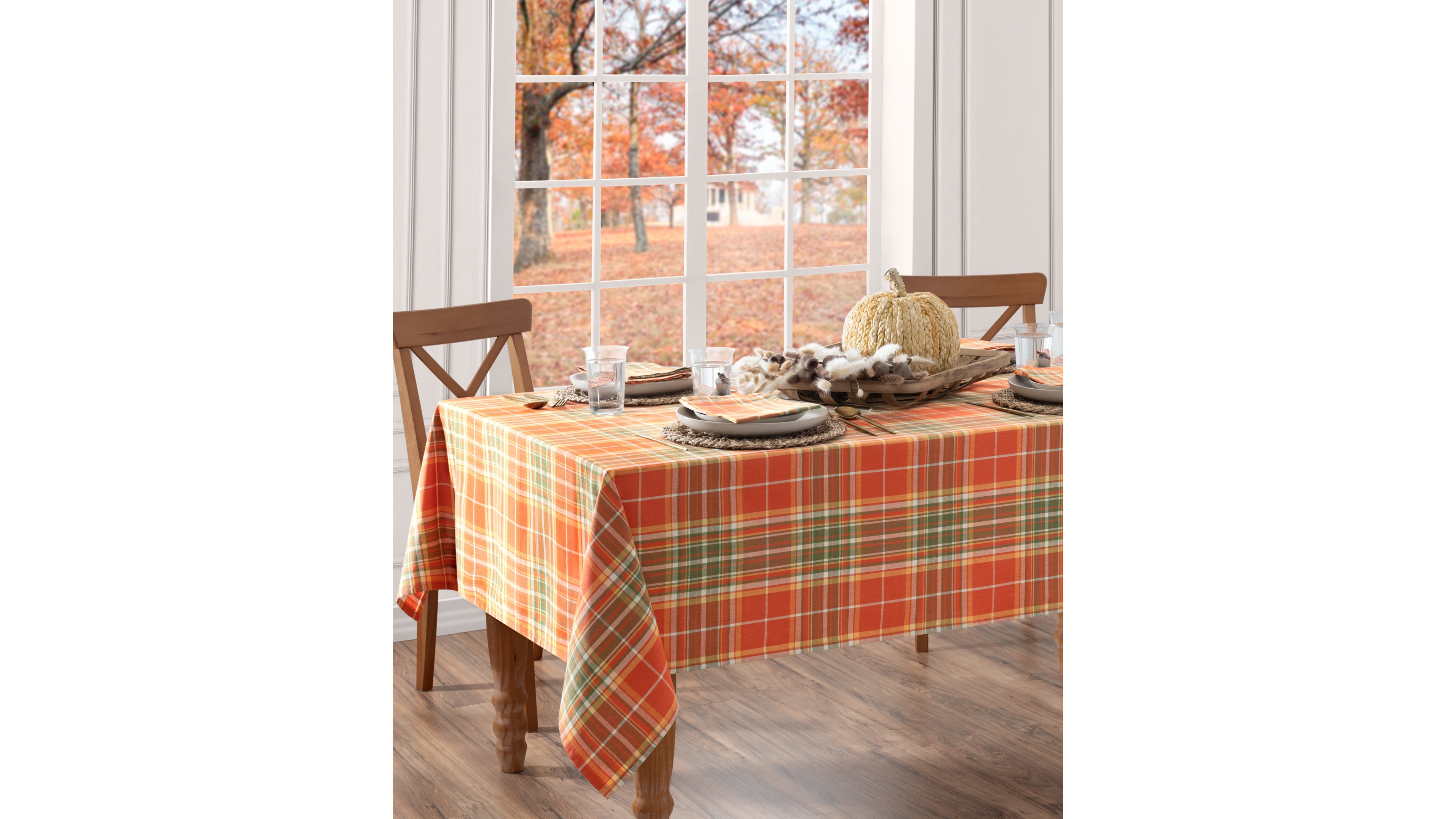 Elrene Hawley Plaid Harvest Cotton Rectangle Tablecloth, 60" x 102"