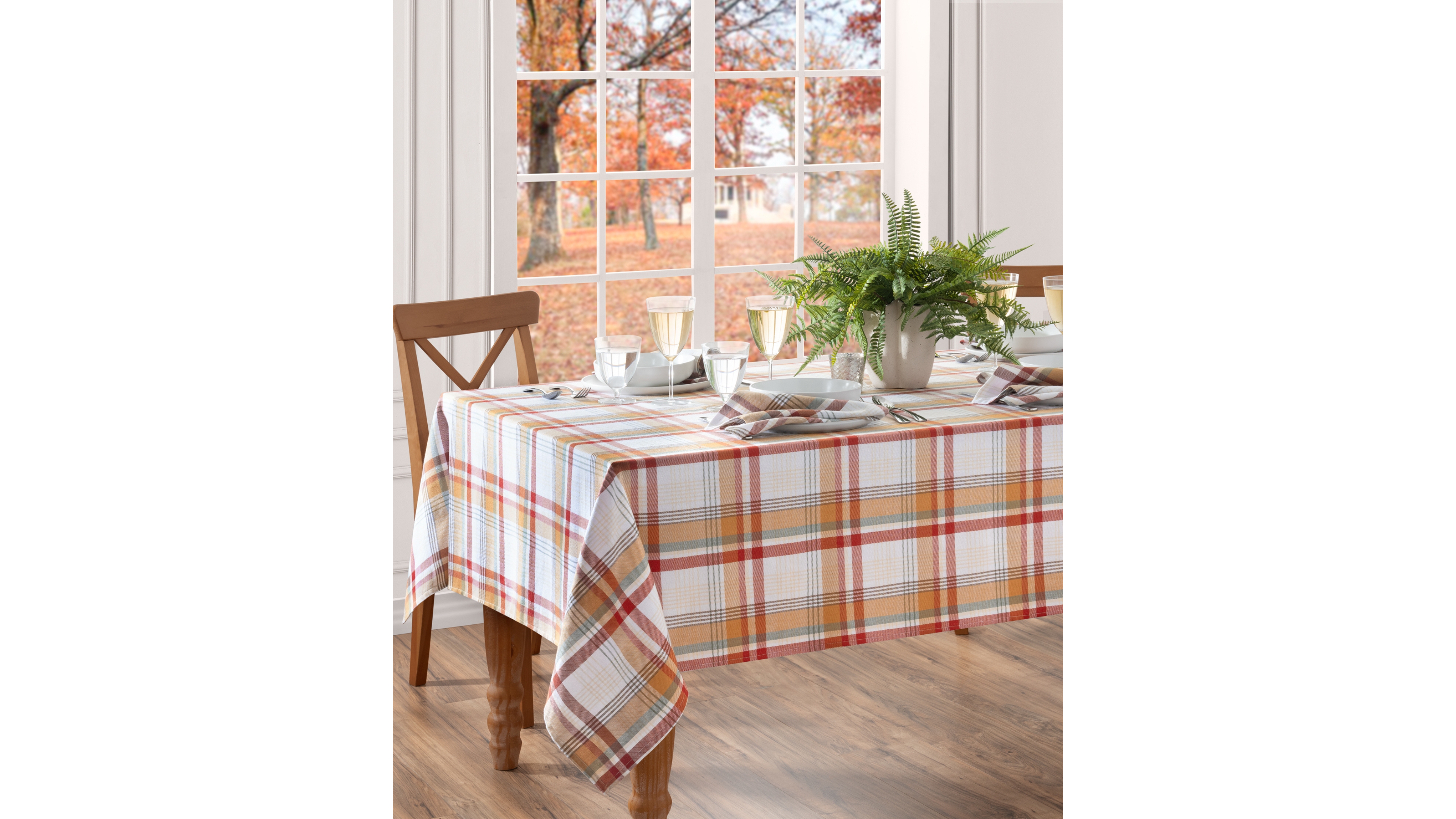 Elrene Seneca Plaid Harvest Cotton Tablecloth, 60" x 120"