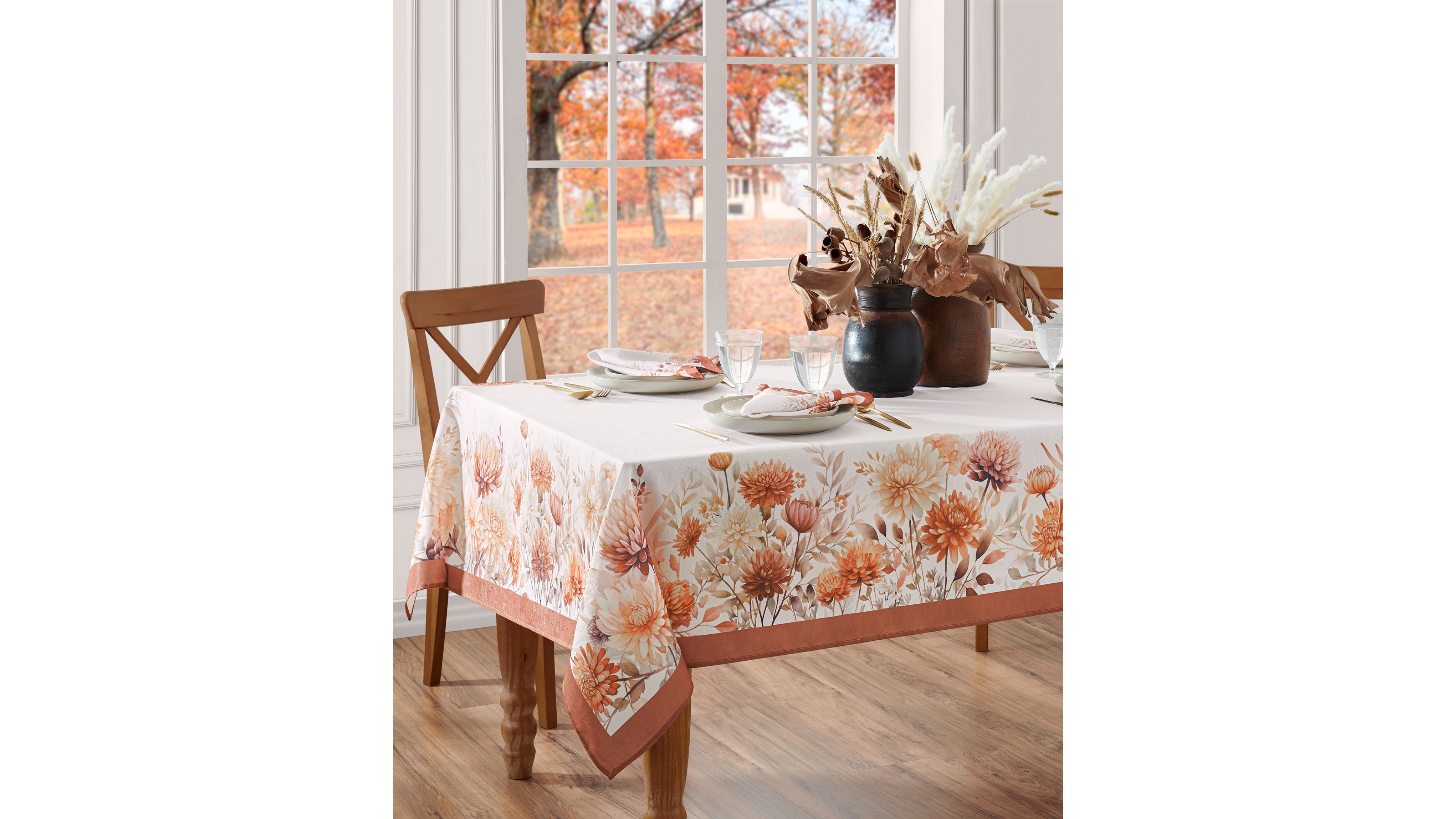 Elrene Autumn Blooms Rectangle Tablecloth, 60" x 120