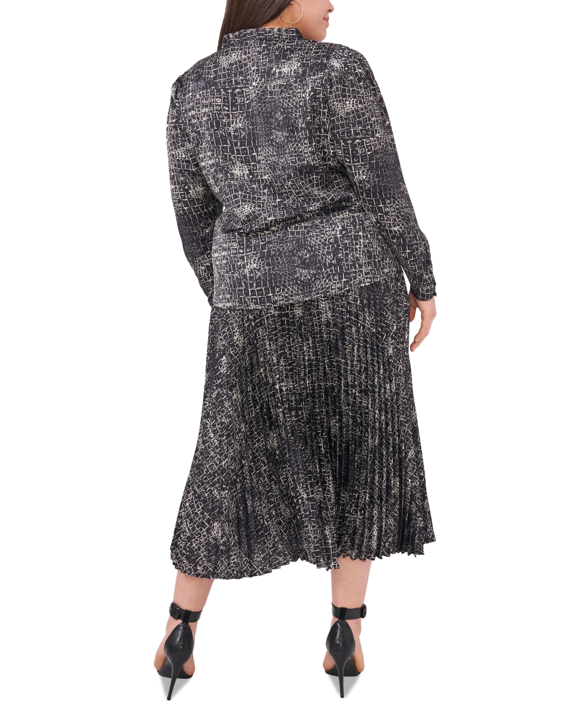Vince Camuto Plus Size Printed Pleated Midi Skirt