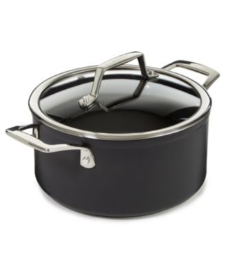 Essentials Non-stick Hard Anodized 8" Stockpot 3.3qt. With Glass Lid, Black