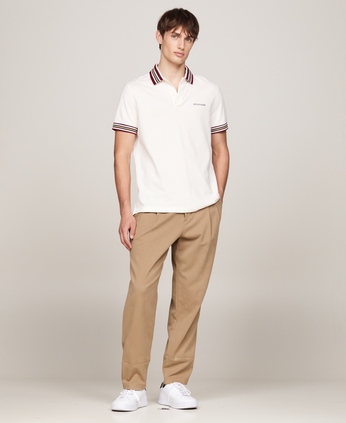 Tommy Hilfiger Men's Short Sleeve Striped-Trim Polo Shirt