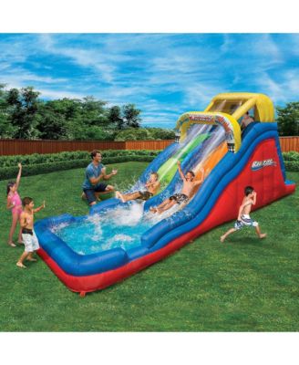 Double Drop Raceway 2 Lane Inflatable Outdoor Water Slide & Climbing Wall