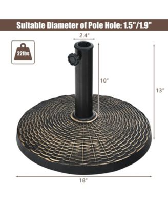 22Lbs Patio Resin Umbrella Base with Wicker Style for Outdoor Use