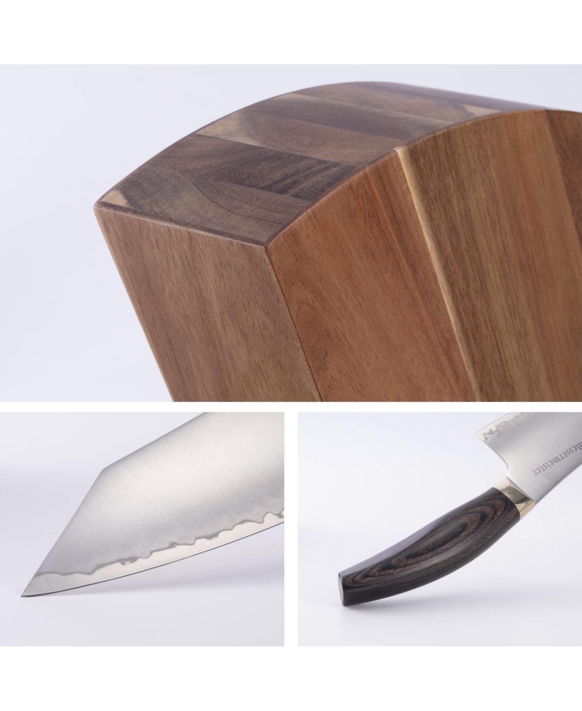 Messermeister Kawashima 5 Piece Set with Magnet Block - Silver with walnut handle
