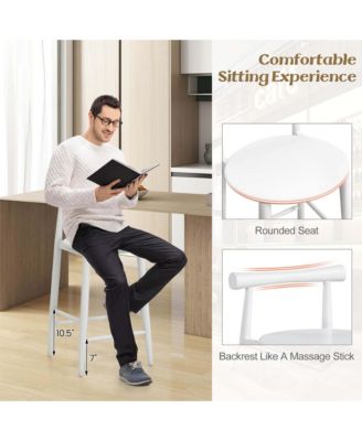 Bar Chair Counter Height Stools Set of 2 with Acacia Wood Frame Supporting Legs