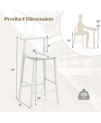 Bar Chair Counter Height Stools Set of 2 with Acacia Wood Frame Supporting Legs