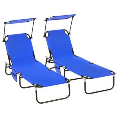 2-piece Chaise Lounge w/ Adjustable Backrest and Sunshade,