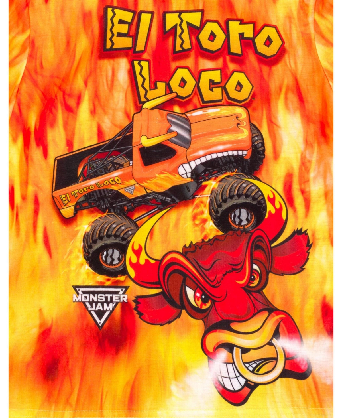 Monster Jam Boys Pullover Pajama Shirt and Shorts Sleep Set to Grave DiggerMegalodon - El toro loco