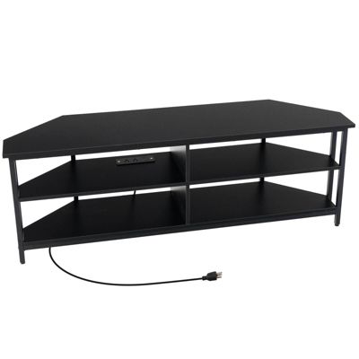 Corner TV Stand for TVs up to 65" TV Console Table with AC Outlets&USB A Ports