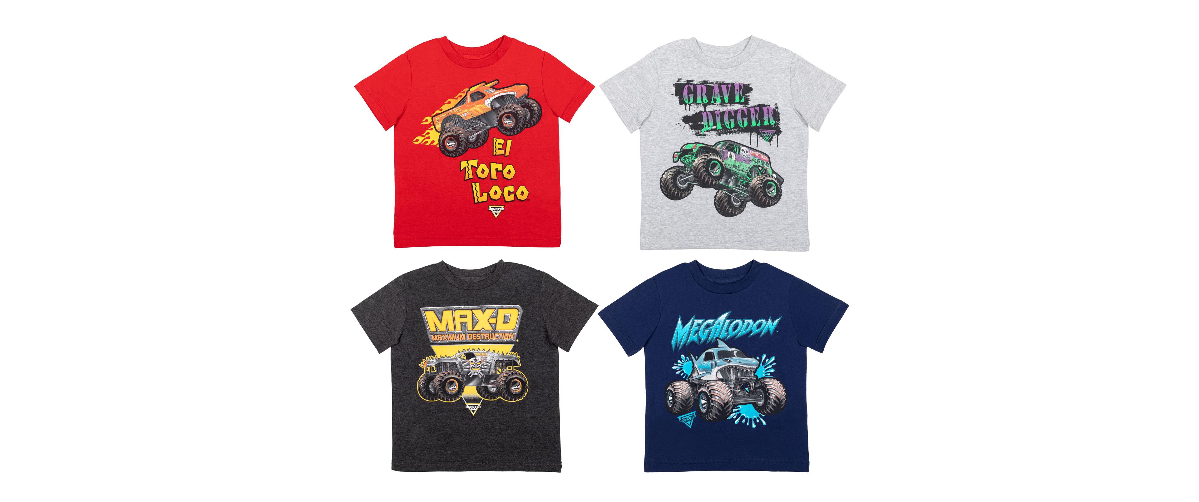 Monster Jam Boys El Toro Loco Zombie Maximum Destruction 4 Pack Graphic T-Shirts to