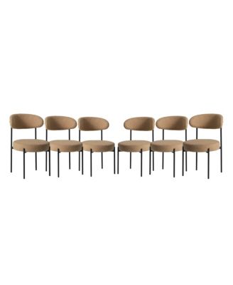 Mid-Century Modern Upholstered Sherpa Round Dining Chairs (Set of 6)