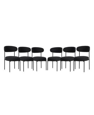Mid-Century Modern Upholstered Sherpa Round Dining Chairs (Set of 6)