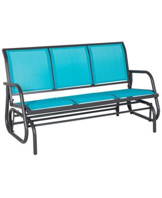 Outdoor Glider Bench for 3 with Breathable Mesh Fabric,