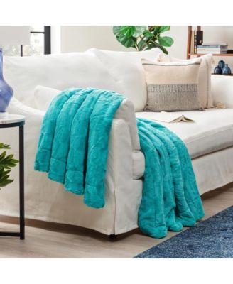Premium Fuzzy Faux Fur Microfiber Polyester Reversible Throw Blanket, Throw