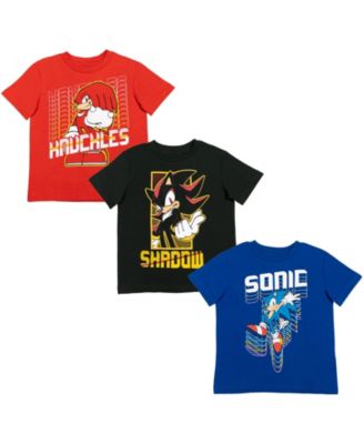 Boys Tails Sonic The Hedgehog Knuckles Shadow 3 Pack Graphic T-Shirts to