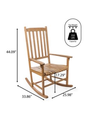 Seagrove Farmhouse Classic Slat-Back 350-LBS Support Acacia Wood Outdoor Rocking Chair, Teak Brown