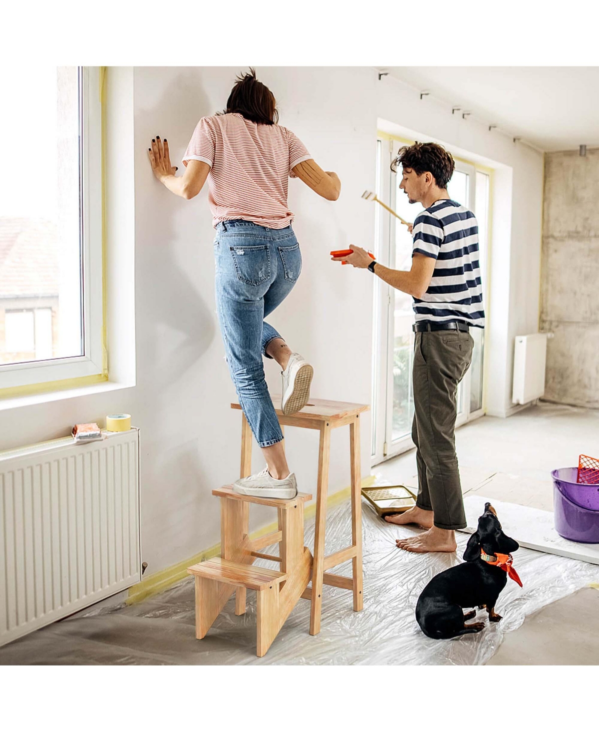 Costway Toddler Tier Step Stool 1 Folding Ladder Bench Storage Shelf