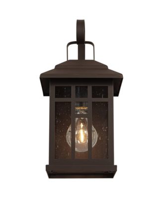 Outdoor Wall Lights Set of 2 Fixture Carriage Style Bronze 12 1/2" Clear Glass Lantern Exterior House Porch Patio