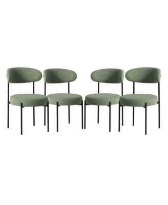 Mid-Century Modern Upholstered Sherpa Round Dining Chairs (Set of 4)