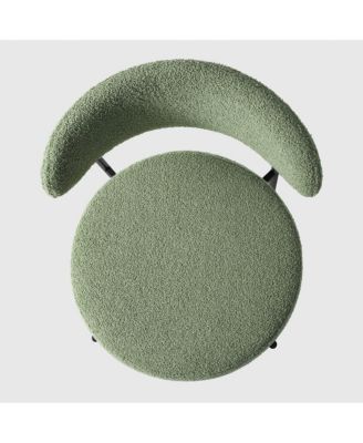 Mid-Century Modern Upholstered Sherpa Round Dining Chairs (Set of 4)