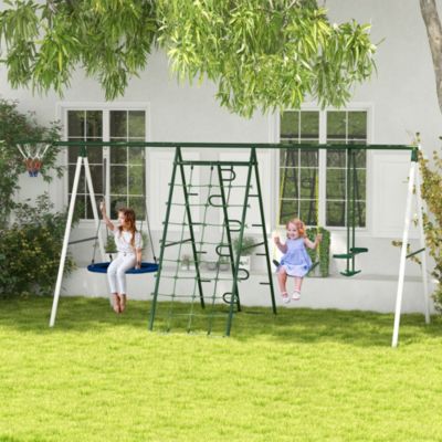 Metal Swing Set for Backyard Holds up to 528 lbs. for Ages 3-8