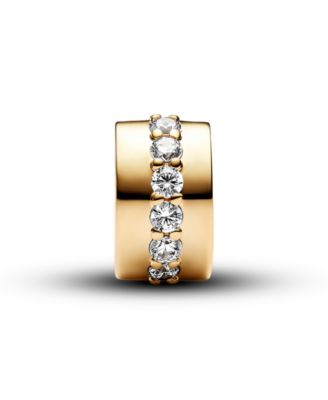 14K Gold-Plated Clear Sparkling Row Clip Charm
