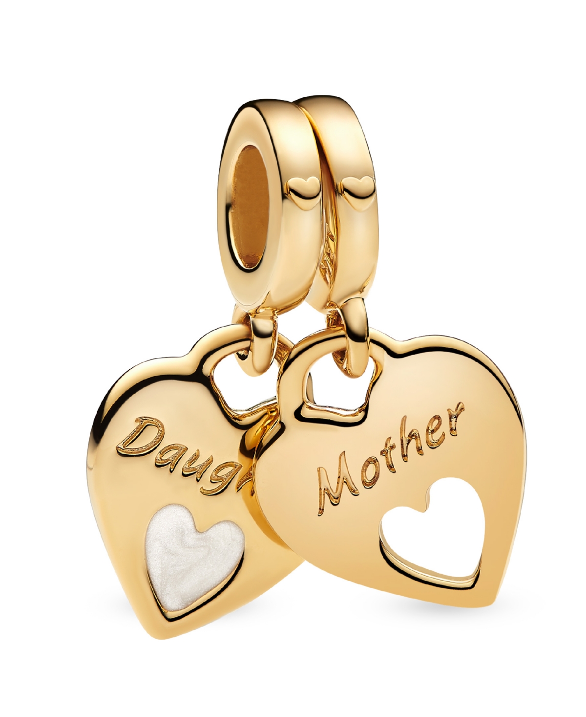 Pandora 14k Gold-plated Double Heart Split Dangle Charm In Gold