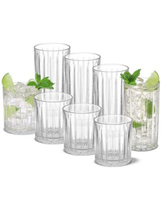 JoyJolt Alina Ribbed Glass Drinkware Set - Macy's