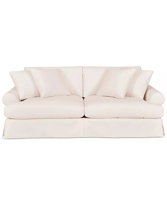 Cream slipcovered sofa for a cowgirl coastal living room