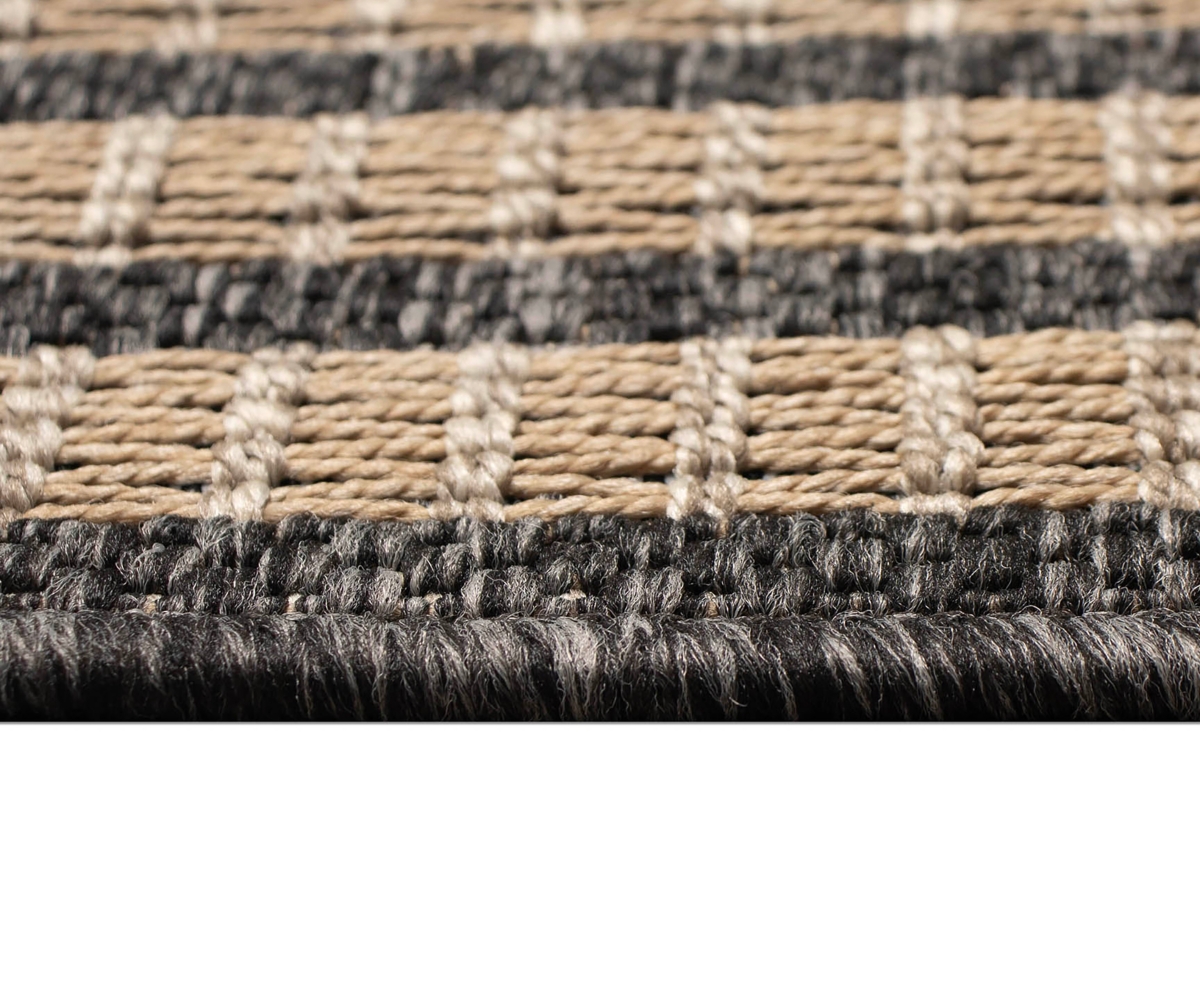Liora Manne Monaco Striped Border 6'6"x9'4" Area Rug In Taupe