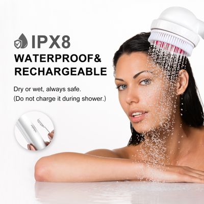 Ultrasonic 3-in-1 Spa Shower Head, IPX8 Waterproof Massage Bath Brush, Handheld Electric Bathroom Showerhead with Hose & Bracket