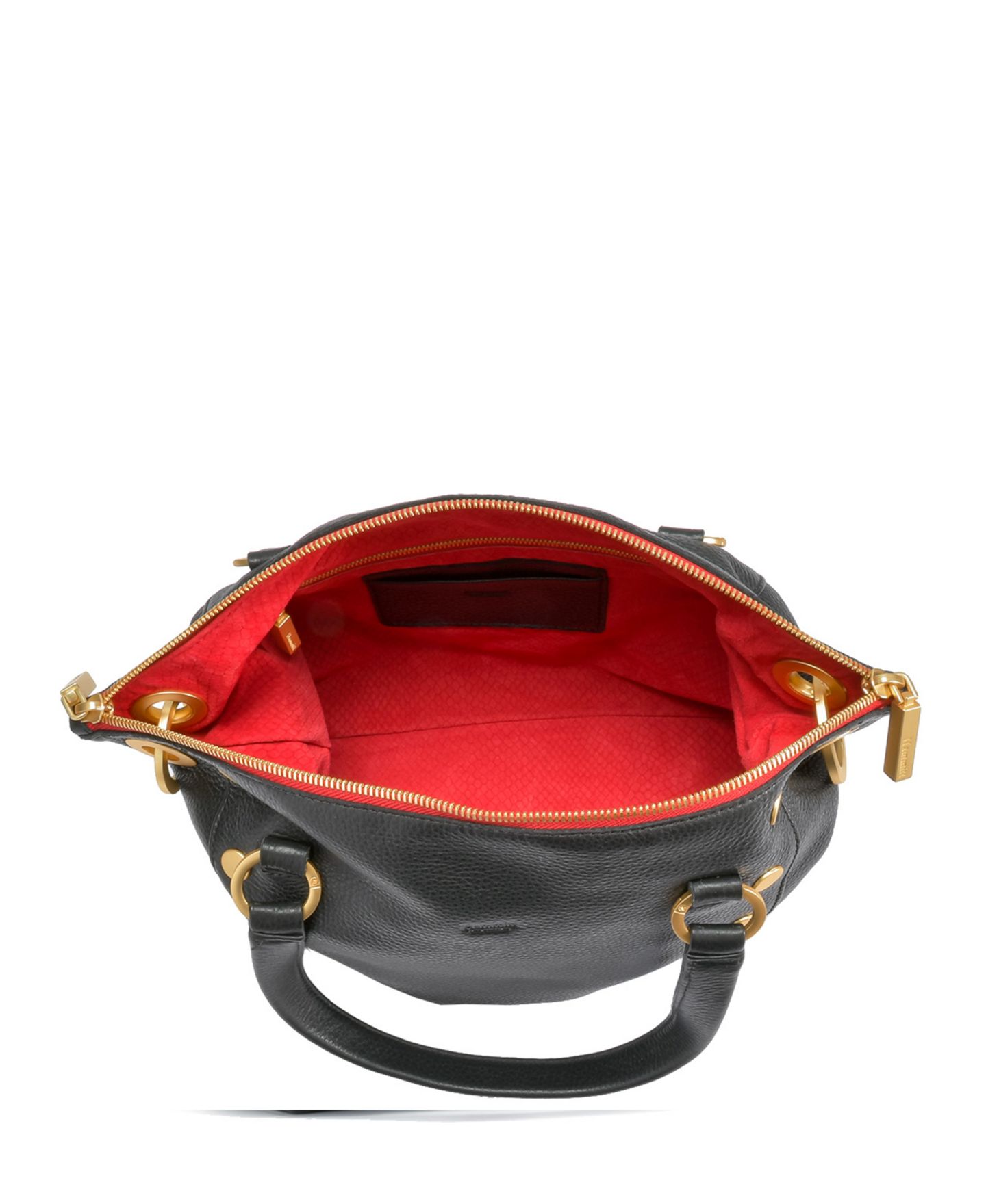 Женская сумка Hammitt Daniel Medium Leather Crossbody Satchel, цвет: Чёрный / Золотой красный — фото 4