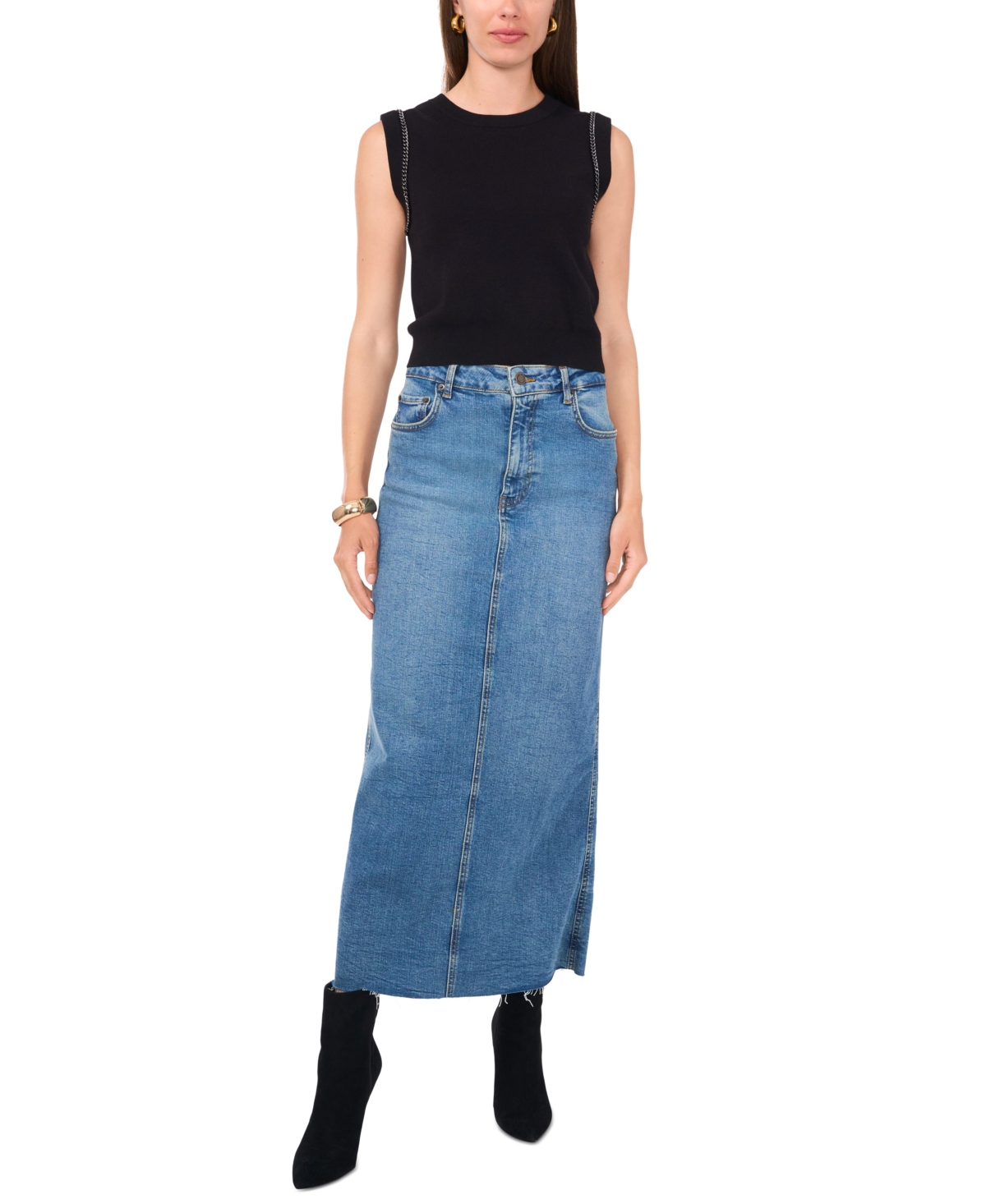 Vince Camuto Women's Chain-Trim Sleeveless Sweater