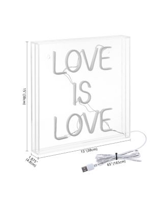 Love Is Love Square Contemporary Glam Acrylic Box USB Operated LED Neon Light
