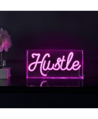 Hustle Contemporary Glam Acrylic Box USB Operated LED Neon Light