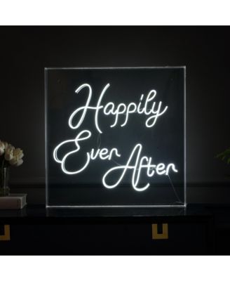 Happily Ever After Square Contemporary Glam Acrylic Box USB Operated LED Neon Light
