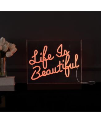 Life Is Beautiful Contemporary Glam Acrylic Box USB Operated LED Neon Light
