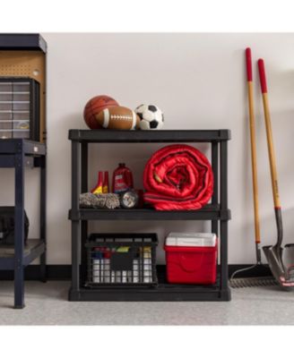 USA 3-Tier Shelving Unit, 38" Fixed Height, Large Storage Organizer for Home, Garage, Basement, Shed, and Laundry Room, 36"W x 18"D x 38"H, Made with Recycled Materials, Black